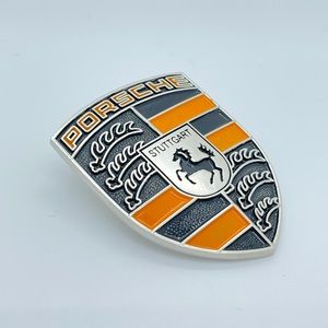 Porsche hood crest Black & Orange custom-made emblem